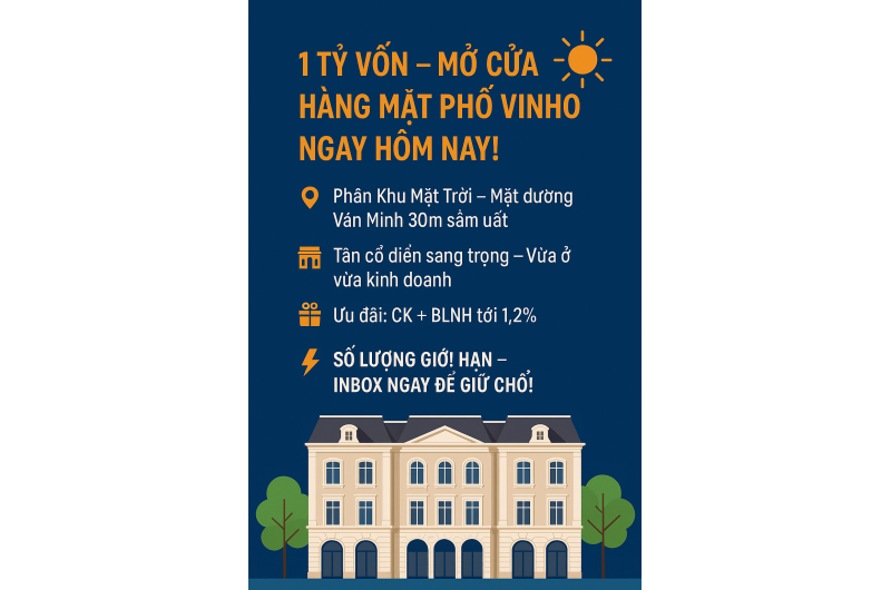 Sale Ngay Shophouse Phân Khu Mặt Trời: Mặt tiền đẹp – Lợi nhuận khủng!
